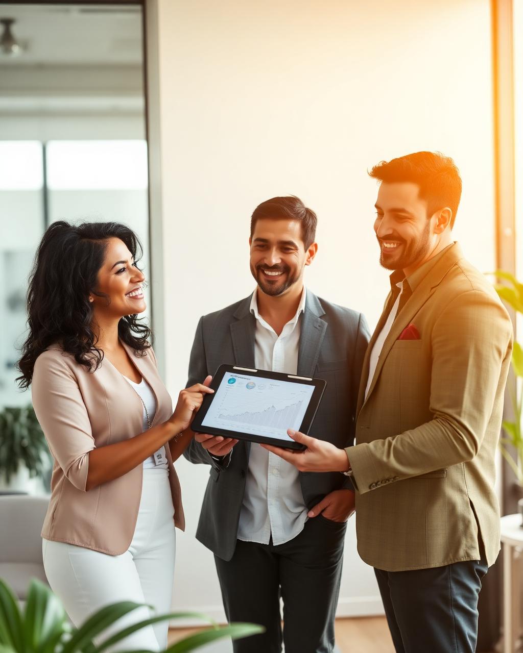 Consultora apresentando comparativo para clientes